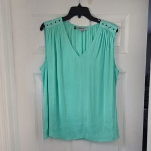 JLO - Aqua Sleeveless V-Neck Top